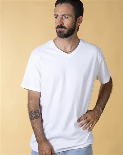 Elsk - V-Neck Men's Brushed T-Shirt - Optic White 